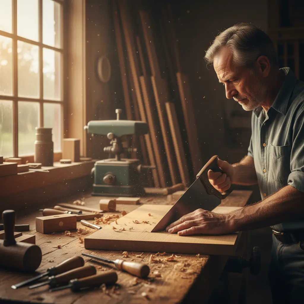 Master artisan cutting dovetail joints